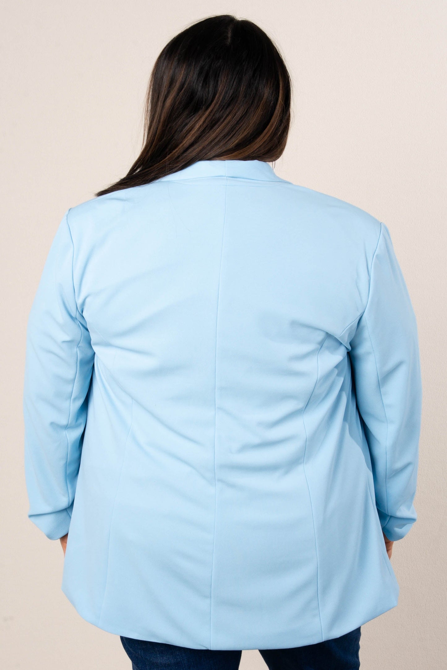 Open Front Ruched Sleeve Blazer