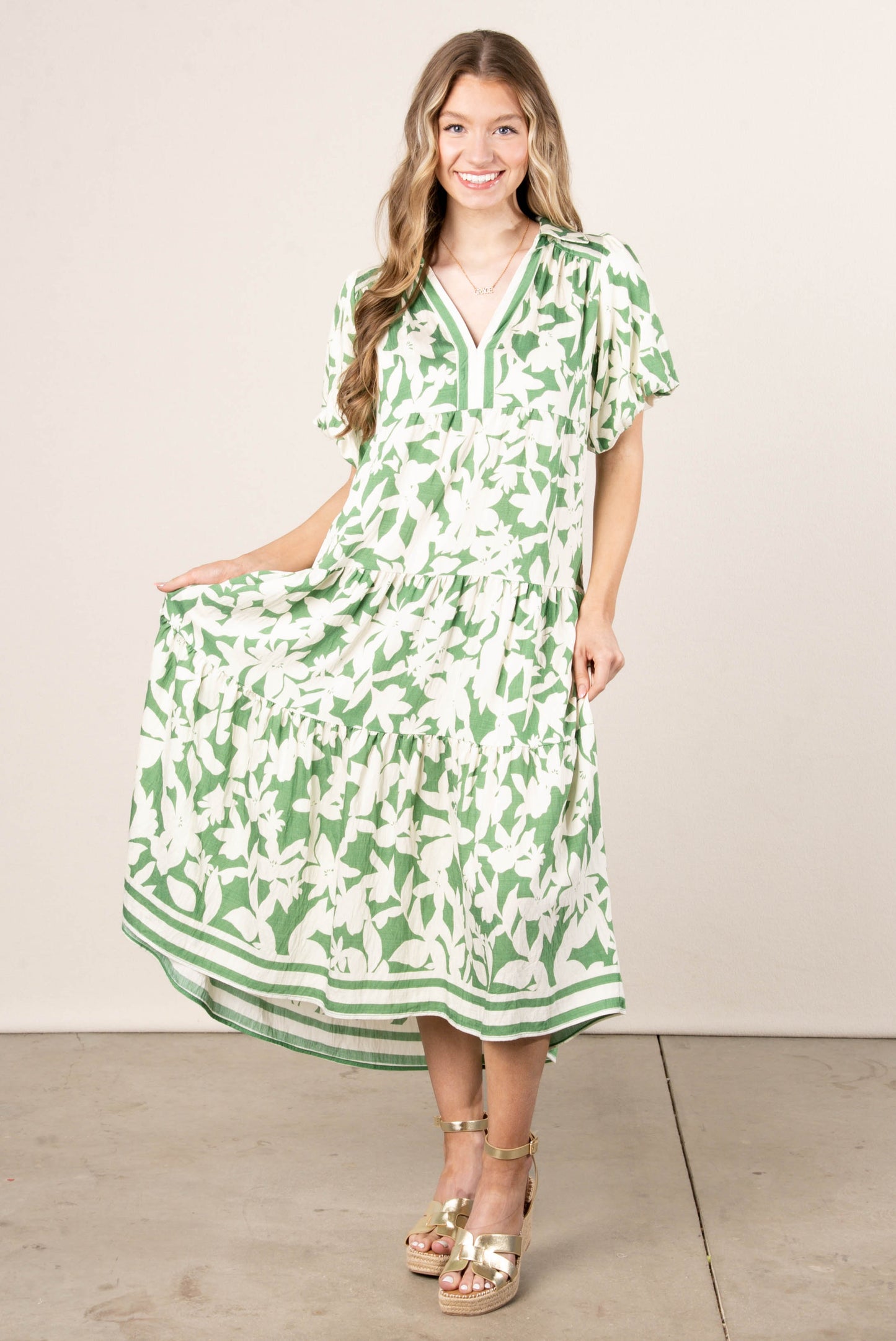 Botanical Tiered Midi Dress