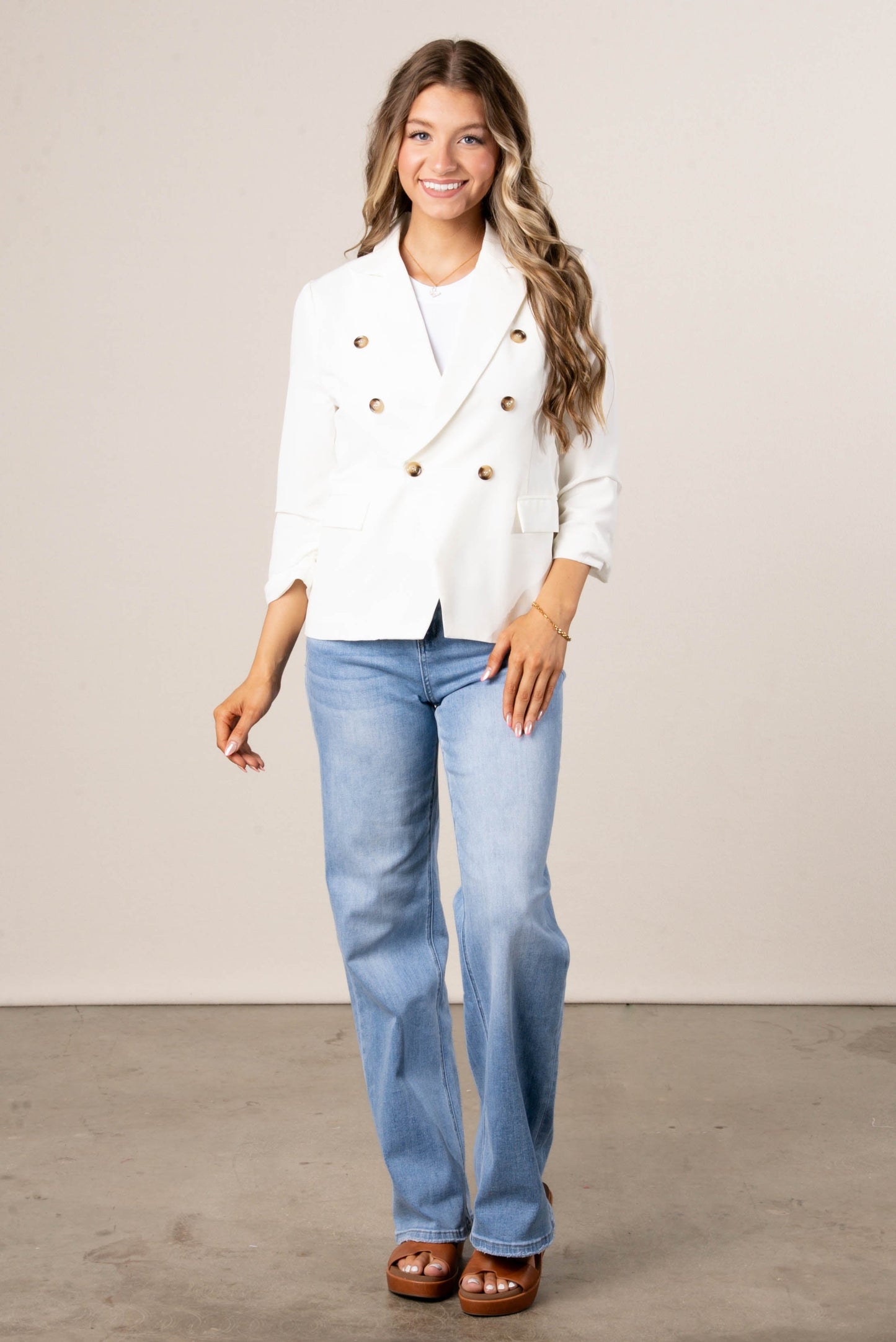 Gathered Sleeve Blazer