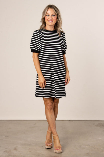 Textured Striped T-Shirt Dress