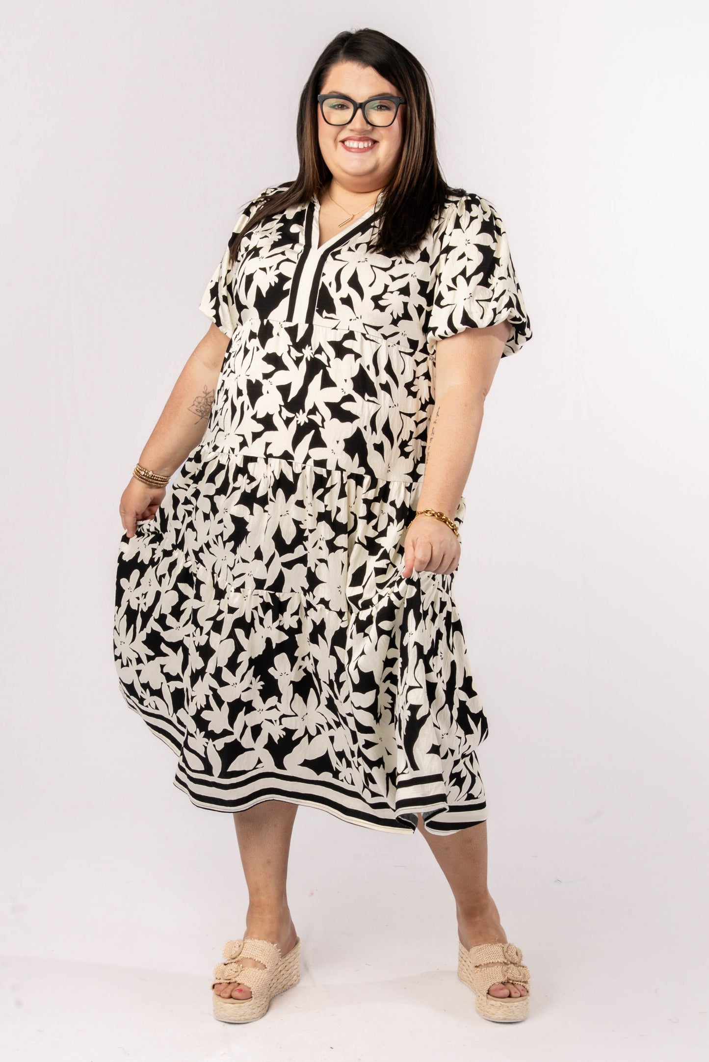 Botanical Tiered Midi Dress