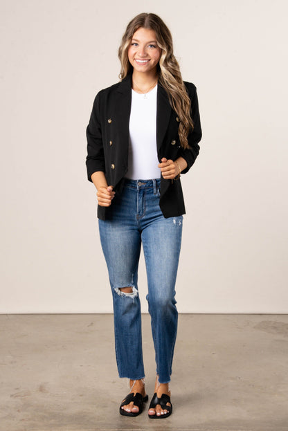 Gathered Sleeve Blazer