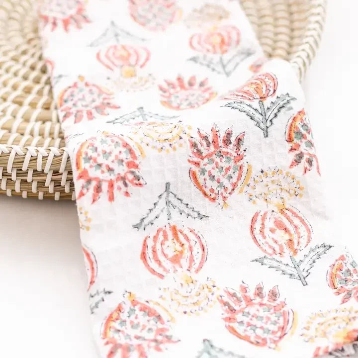 Floral Waffle Knit Tea Towel